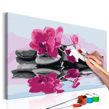 Πίνακας για να τον ζωγραφίζεις - Orchid With Zen Stones (Reflection In The Water) 60x40