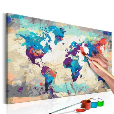 Πίνακας για να τον ζωγραφίζεις - World Map (Blue & Red) 60x40
