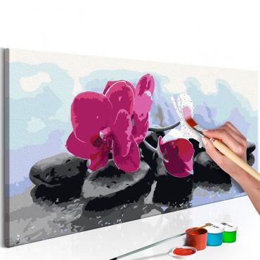Πίνακας για να τον ζωγραφίζεις - Orchid With Zen Stones 80x40