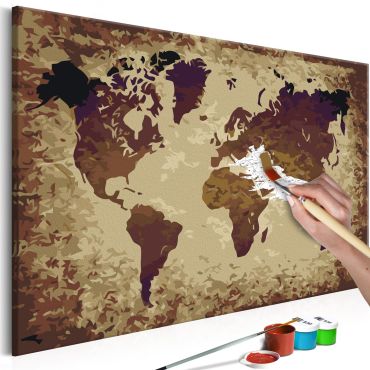 Πίνακας για να τον ζωγραφίζεις - World Map (Brown Colours) 60x40