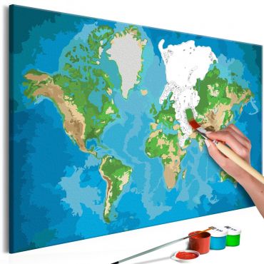 Πίνακας για να τον ζωγραφίζεις - World Map (Blue & Green) 60x40