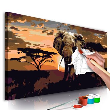 Πίνακας για να τον ζωγραφίζεις - Elephant in Africa (Brown Colours) 80x40