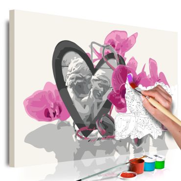 Πίνακας για να τον ζωγραφίζεις - Angels (Heart & Pink Orchid) 60x40