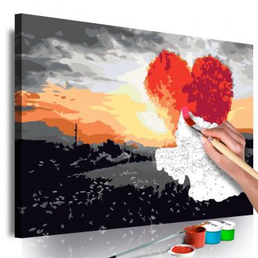 Πίνακας για να τον ζωγραφίζεις - Heart-Shaped Tree (Sunrise) 60x40