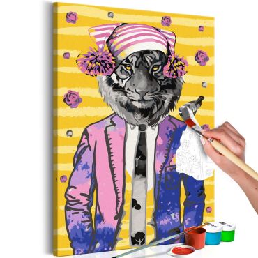 Πίνακας για να τον ζωγραφίζεις - Tiger in Hat 40x60
