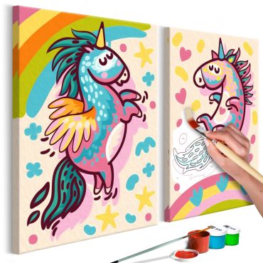 Πίνακας για να τον ζωγραφίζεις - Chubby Unicorns 33x23
