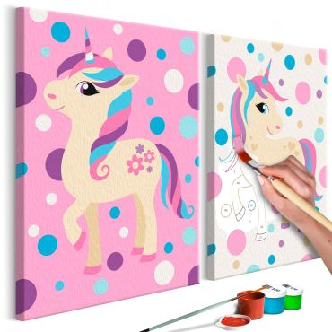 Πίνακας για να τον ζωγραφίζεις - Unicorns (Pastel Colours) 33x23