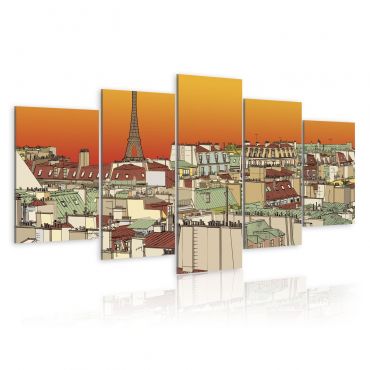 Canvas Print - Parisian sky in orange colour