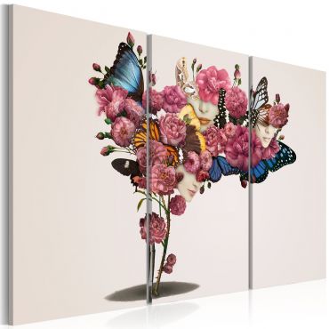 Canvas Print - Butterflies, flowers and carnival