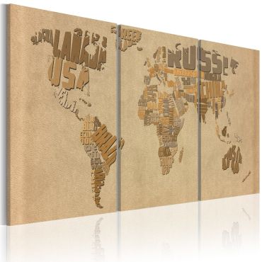 Πίνακας - The world map in beige and brown