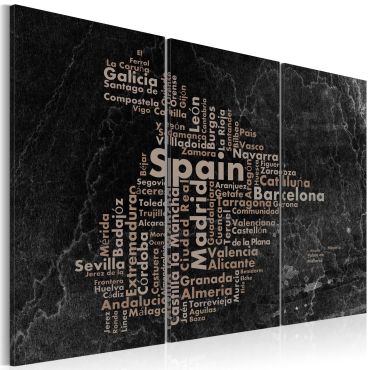Πίνακας - Text map of Spain on the blackboard - triptych