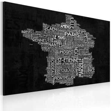 Πίνακας - Text map of France on the black background