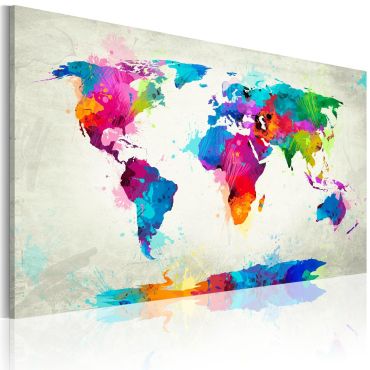 Canvas Print - Map of the world - an explosion of colors