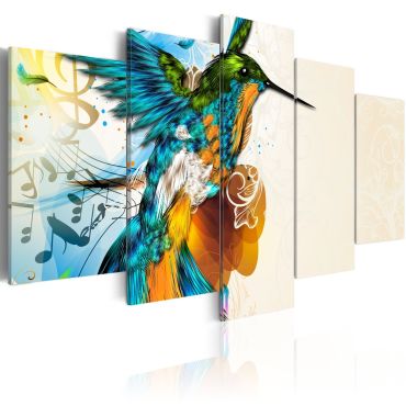 Canvas Print - Bird's music - 5 pieces