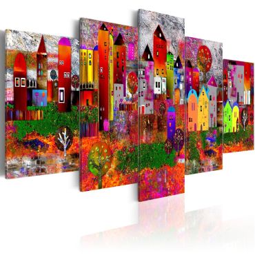 Canvas Print - Colourful Small Town 