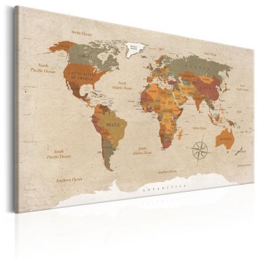 Πίνακας - World Map: Beige Chic