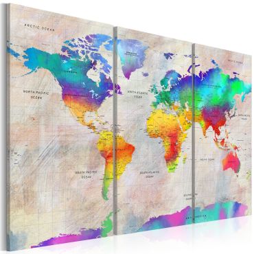 Canvas Print - World Map: Rainbow Gradient 