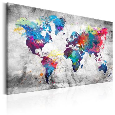 Canvas Print - World Map: Grey Style