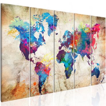 Πίνακας - World Map: Colourful Ink Blots
