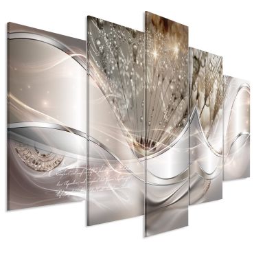 Canvas Print - Modern Dandelions (5 Parts) Beige Wide 225x100