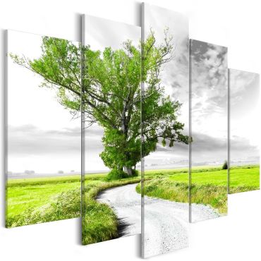 Canvas Print - Tree near the Road (5 Parts) Green