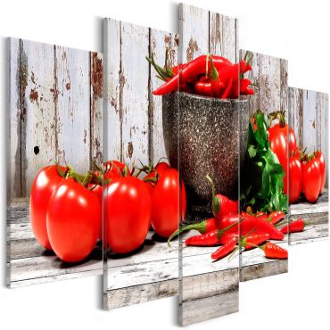 Canvas Print - Red Vegetables (5 Parts) Wood Wide