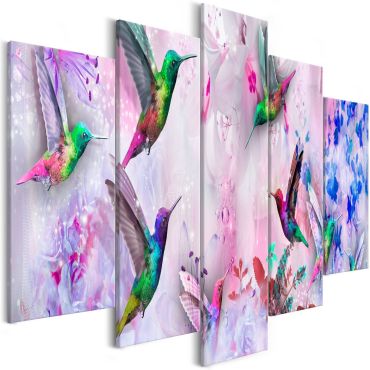 Πίνακας - Colourful Hummingbirds (5 Parts) Wide Violet
