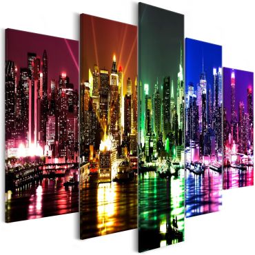 Canvas Print - Rainbow New York (5 Parts) Wide 225x100