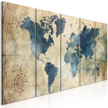 Canvas Print - Retro Map (5 Parts) Narrow