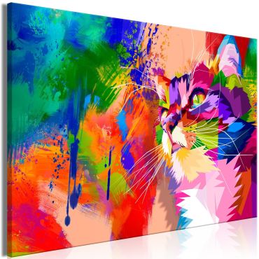 Canvas Print - Colourful Cat (1 Part) Wide