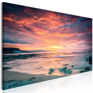 Canvas Print - Beach in Crete (1 Part) Narrow Red