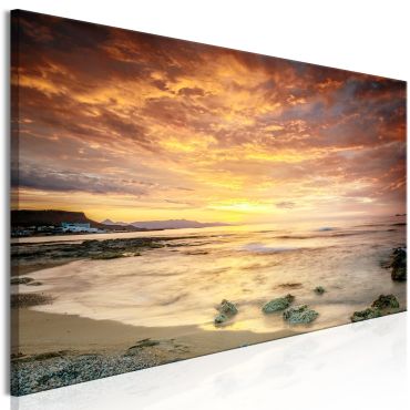 Canvas Print - Beach in Crete (1 Part) Narrow Orange