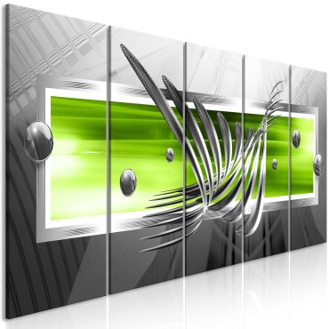 Canvas Print - Silver Wings (5 Parts) Narrow Green