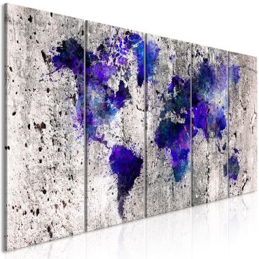 Canvas Print - World Map: Ink Blots (5 Parts) Narrow