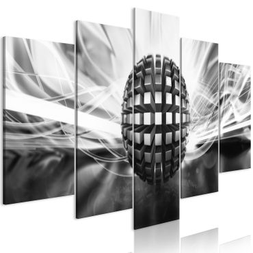 Canvas Print - Metal Ball (5 Parts) Wide Black and White