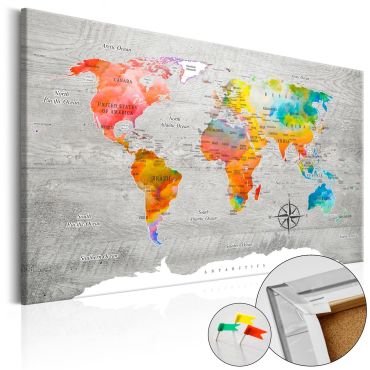 Πίνακας φελλού - Multicolored Travels [Cork Map]