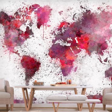 Φωτοταπετσαρία - World Map: Red Watercolors
