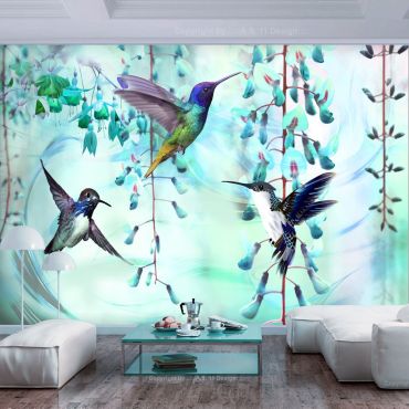 Φωτοταπετσαρία - Flying Hummingbirds (Green)