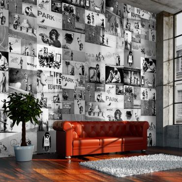 Wallpaper - Banksy - grey collage 50x1000
