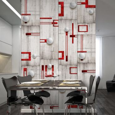 Φωτοταπετσαρία - Concrete, red frames and white knobs 50x1000