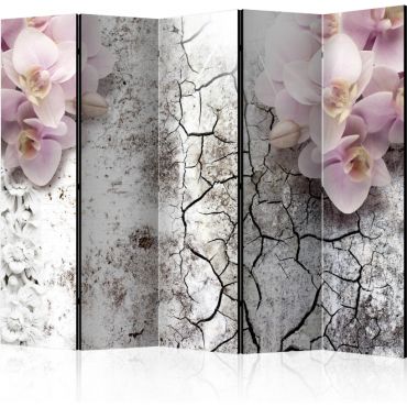 Separator with 5 sections - Bright red orchids II [Room Dividers]