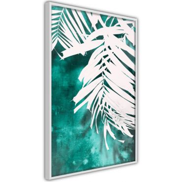 Αφίσα - White Palm on Teal Background