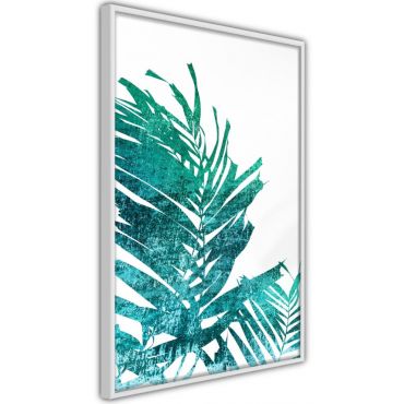 Αφίσα - Teal Palm on White Background