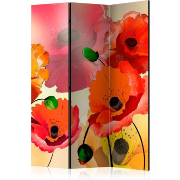 3-part divider - Velvet poppies I [Room Dividers]