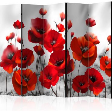 5-part divider - Poppies in the Moonlight II [Room Dividers]