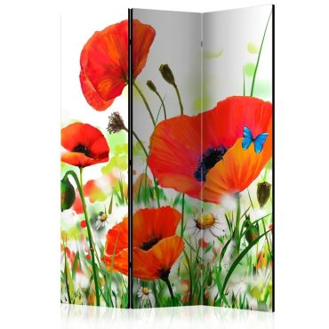 3-part divider - Country poppies [Room Dividers]