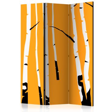 3-part divider - Birches on the orange background [Room Dividers]