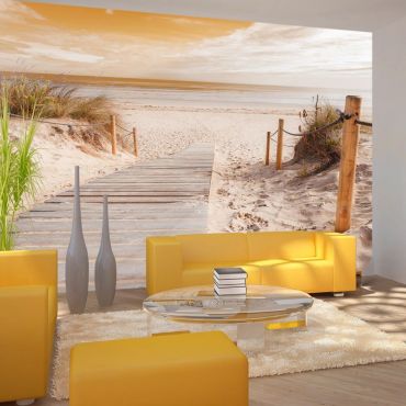 Self-adhesive photo wallpaper - On the beach - sepia