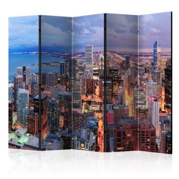 5-part divider - Illuminated Chicago II [Room Dividers]
