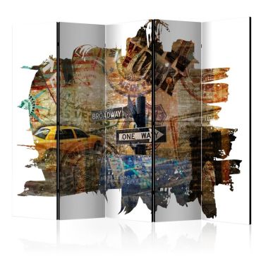 5-section divider - New York Collage II [Room Dividers]